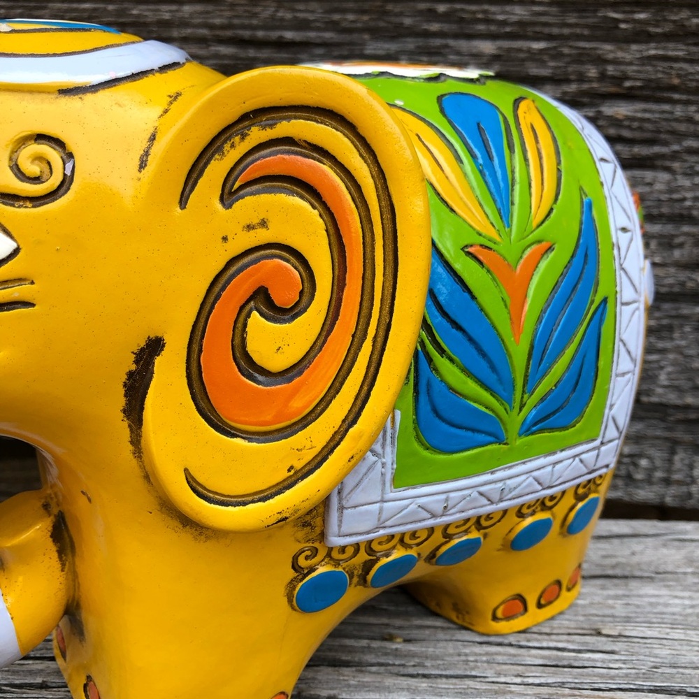 💛1968 Pride bank Vintage 60s Hippy yellow Chalkware made in Japan Vtg ELEPHANT💛 - Picture 10 of 12